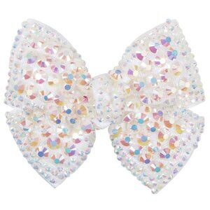 NEW Ivory Sparkly Couture Clips Structured Hair Bow Pinch Clip